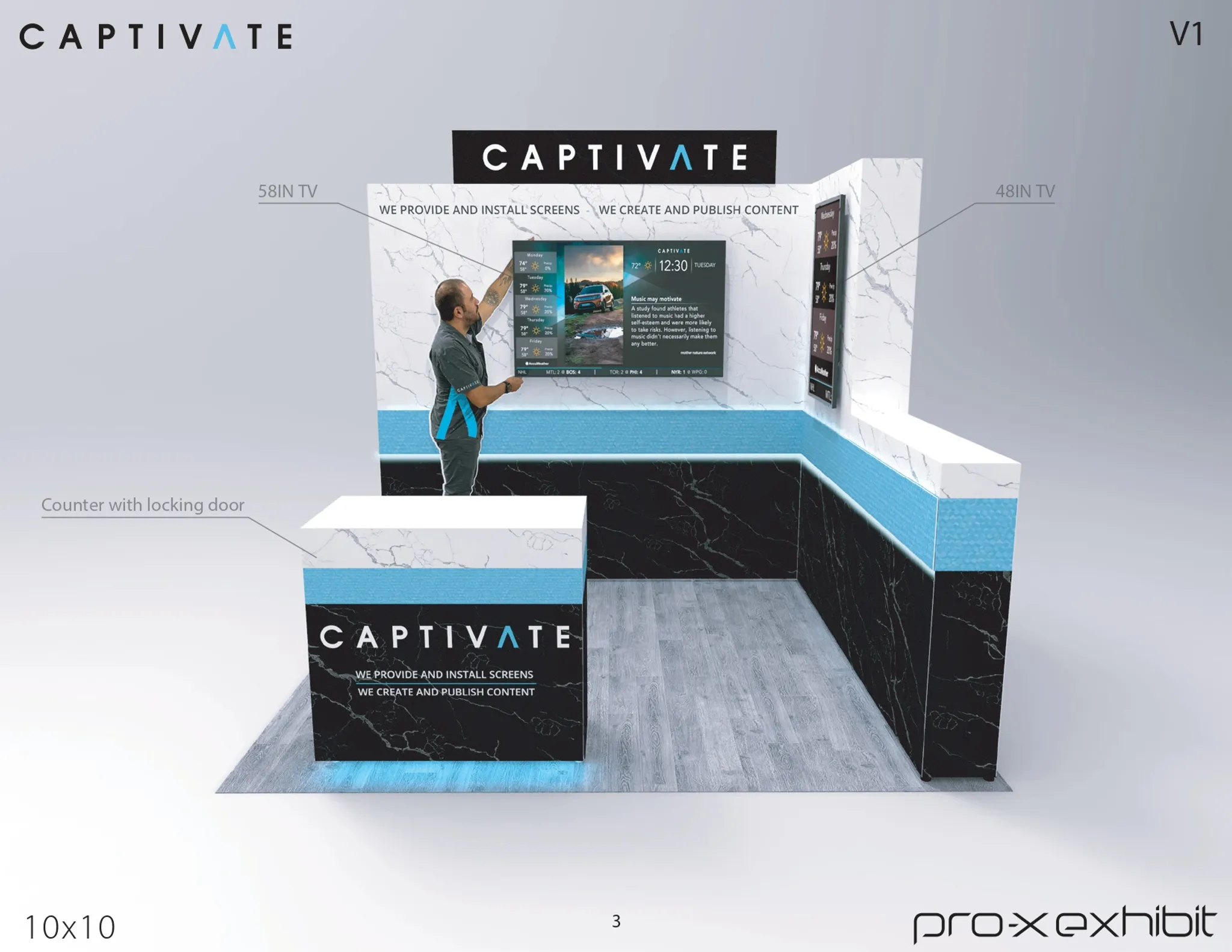 10x10 Perimeter booth design by Pro-X Exhibits